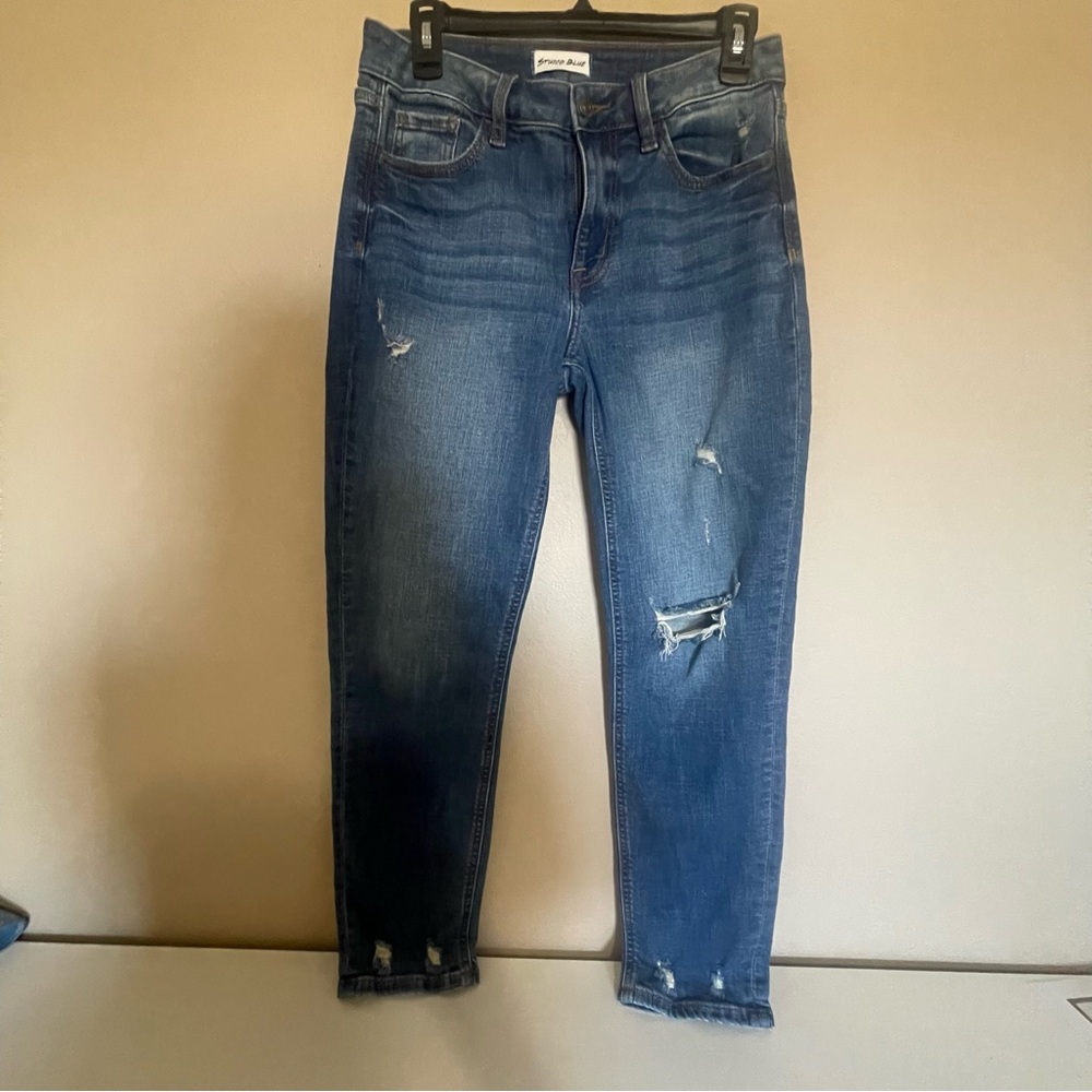 Studio Classic Blue Distressed Ankle Jeans
